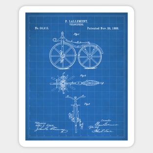 Bicycle Patent - Cycling Cyclist Bike Riding Fan Art - Blueprint Sticker